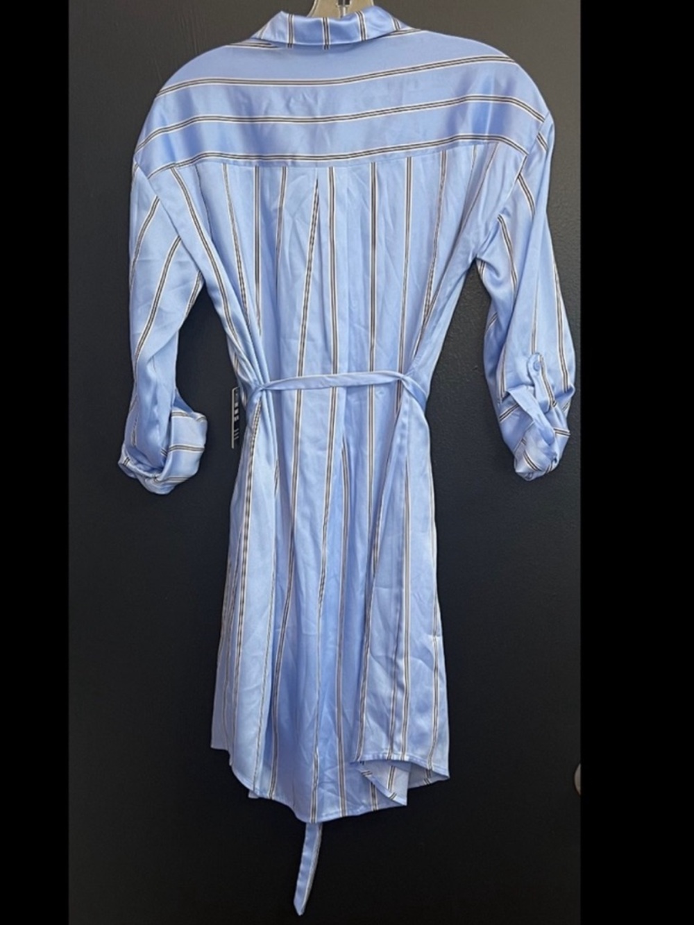 Express Blue and Cream Striped Shirt Dress - Picture 2 of 5